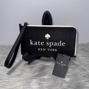 Kate Spade New York Black Leather Wristlet~NWT